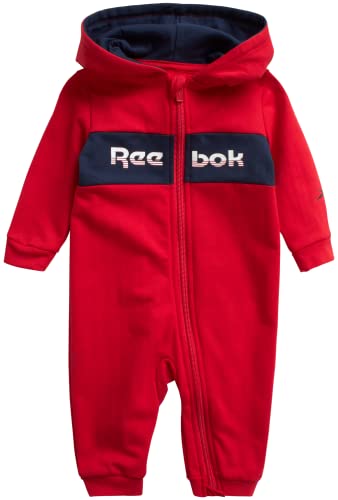 Image of Reebok Baby Boys’ Sweatshirt Bodysuit - Fleece Romper Bodysuit - One Piece Sweatsuit Coveralls: Newborn/Infant (0-9M)