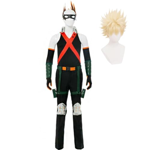 Tongyundacheng Anime MHA Cosplay Disfraz Bakugou Katsuki Cosplay Disfraz Completo Anime Battle Tight Uniform Halloween Carnaval Disfraces para hombre y mujer