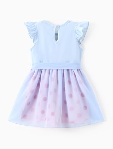 Image of Disney Princess Frozen Elsa Minnie Mouse Stitch Toddler Girl Romper With Skirt Overlay Summer Jumpsuit with Bow 2-6 Years