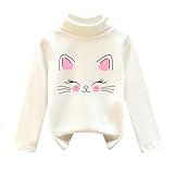 Mädchen Pullover Modern Kinder Hochkragenpullover Elegant Sweater Langarmshirt Warm Freizeit Langarm Oberteile T-Shirt Baggy Cute Pulli Bequeme Winter Kleidung Kinderpullover (White, 18-24 Monate)