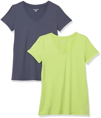 Amazon Essentials Women’s Tech Stretch Short-Sleeve V-Neck T-Shirt (Available in Plus Size), Pack of 2 Amazon Essentials Women’s Tech Stretch Short-Sleeve V-Neck T-Shirt (Available in Plus Size), Pack of 2