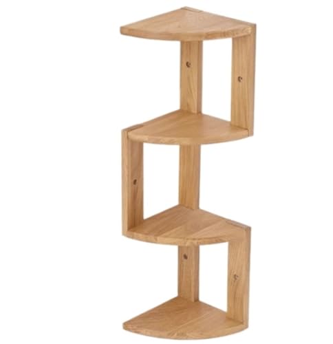Estantería de esquina decorativa para sala de estar con diseño de madera natural