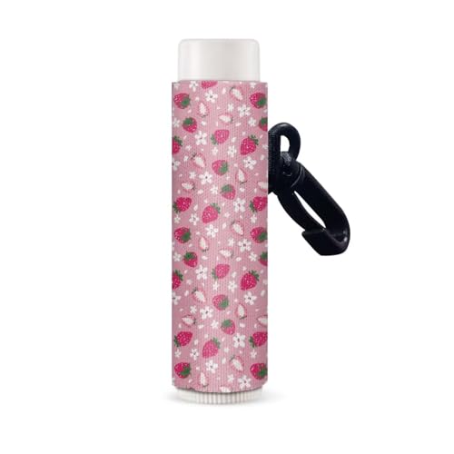 Nopersonality Chapstick - Llavero con clip para lápiz labial, funda para bálsamo labial, rastreador de lápiz labial para mujeres y niñas, Margarita fresa, talla única