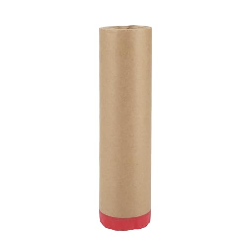 Image of Pre-Taped Masking Paper Automotive Paint Masking Paper Kraft Paper Natural Fiber Material 1 Pc 1500x45cm / 49.21ftx17.72 inch Brown Red