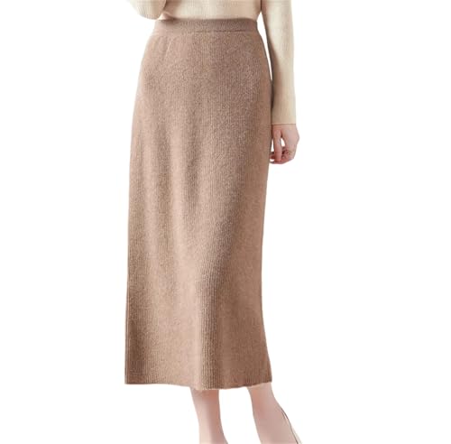 Women Merino Wool Skirt Autumn Winter Solid Elastic Waist Versatile Office Lady Knit Skirt