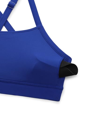 Image of CRZ YOGA Butterlift Cross Back Sports Bras | Medium Support, Removable Pads, Yoga, Buttery Soft, Scoop Neck, Cut-Out, Adjustable Thin Straps, for Women
