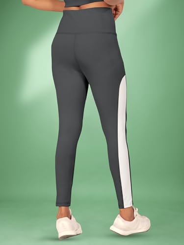 Image of Women's Polyester Blend Yoga Pants with High Rise Waist Stretch Fit Design Side Patti Slim Fit Style and Standard Length | Workout Track Pants | Joggers for GymRunning | Sports Top