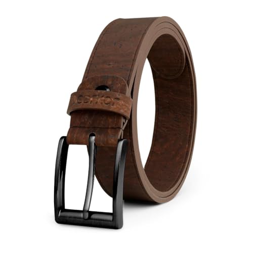 Corkor Men's Cork Belt – Vegan Leather Alternative, 1.38" Casual Strap with Black or Silver Buckle, Non-Leather, Gift Ready