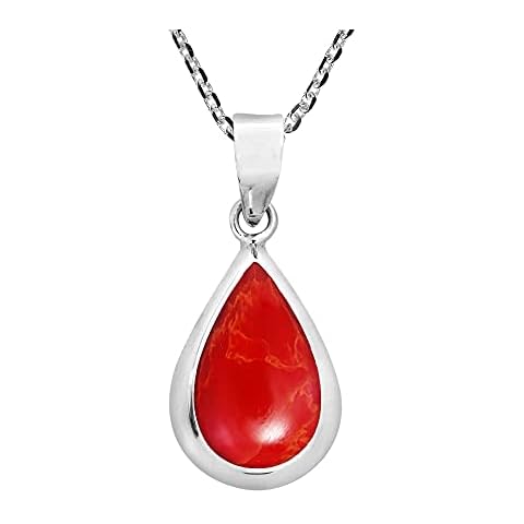 AeraVida Sterling Silver Teardrop Coral Necklace Cover