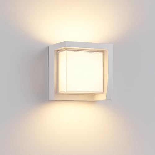 Aplique Led Exterior Pared 15W Impermeable IP65 Luz Ajustable Muro Interior Foco Lámparas Terraza Diseño Cuadrado Blanco Candeeiro Apliques El Palique Moderno Iluminación Jardín Dormitorio
