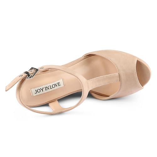 JOY IN LOVE Women's Wedges Sandals Platform Buckle Shoes4