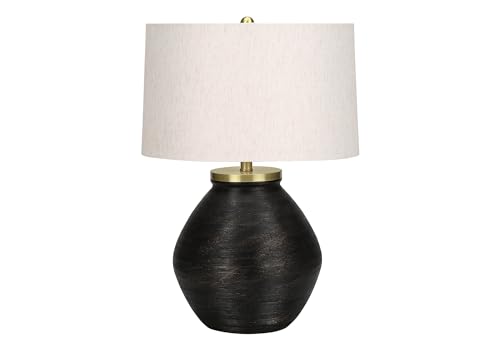 Lighting, 25" h, Table Lamp, Black Concrete, Ivory, Cream Shade,