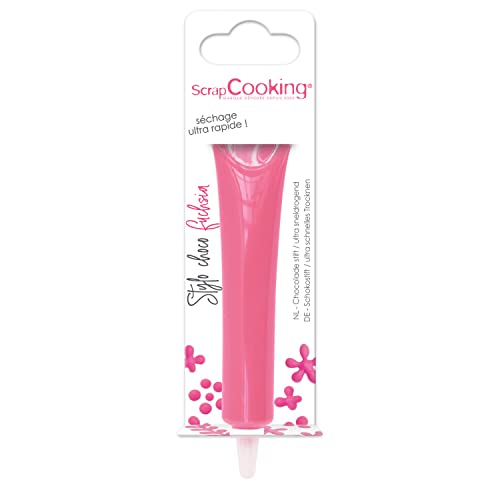 ScrapCooking - Stylo Choco Rose Fuchsia - Crayon Alimentaire Pâtisserie 25 g - Stylo Décoratif Comestible - Écrire & Dessiner sur Desserts, Gâteaux &...