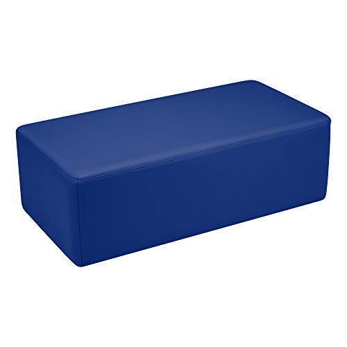 Image of Sprogs 12 inch H Structured Rectangle Stool -Flexible Modular Collaborative Soft Seating for Office, Home, Lounge and School Classrooms with Durable Frame -Blue