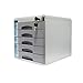 Produktbild Aktenschränke, Desktop-Fach-Sorter, Aluminiumlegierung 4-Layer-Zeitung Racks Schublade Abschließbare Desktop-Schublade Organizer 30 * 36 * 20.8cm (Farbe-Gray) (Größe: Medium5-Schichten) Home Office FU