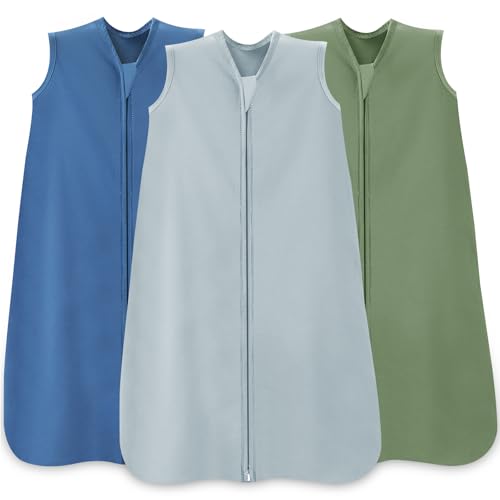 Image of Wrrernsin Baby Sleep Sack 0-6 Months,100% Cotton TOG 0.5 Wearable Blanket for Newborn and Infant, 3 Pack 2-Way Zipper Lightweight Sleeping Bags for Toddler
