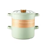 Juego de vaporera de cerámica, deliciosa cena familiar con arroz y sardinas, olla de madera antiadherente para estofado, cazuela de piedra medicinal para estufa (verde, 31 x 22,9 cm (12 x 9 pulgadas))