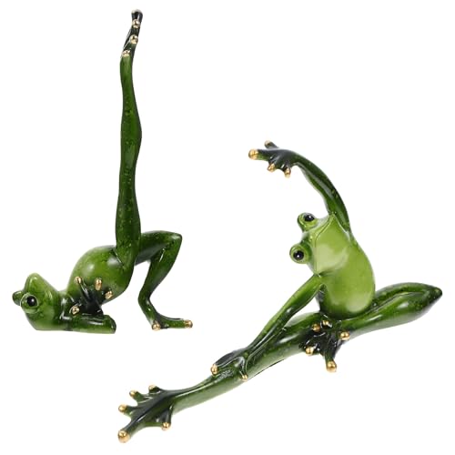 Grenouille yoga en résine DOITOOL (lot de 2) - Statuettes décoratives de bureau et maison - 2