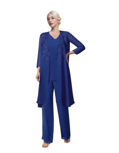 3 Pieces Sequin Mother of The Bride Pant Suits with Jacket Chiffon Formal Evening Gowns for Women Wedding Guest Outfit Set2