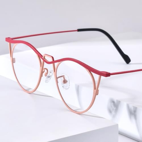 Image of FONEX Colorful Pure Titanium Glasses Frame Women Retro Round Eyeglasses F85782