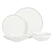 Gibson Elite Lana 16 Piece Bone China Double Plates and Bowls Dinnerware Set, White w/Gold Rim