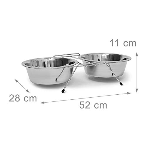 Relaxdays Ciotola Doppia in Acciaio Inox con