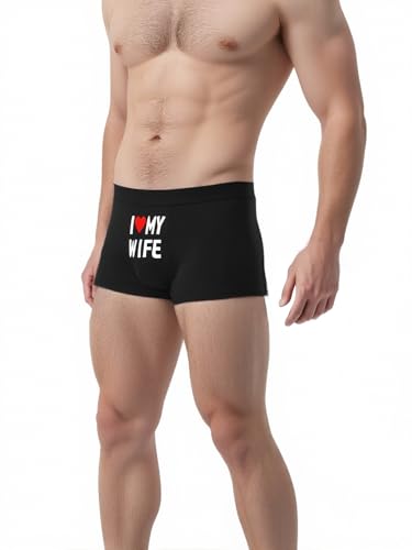 Men's Funny Love My Wife Seamless Boxer Briefs Breathable Stretch Fabric Comfortable and Supportive for Running and Gym Black3