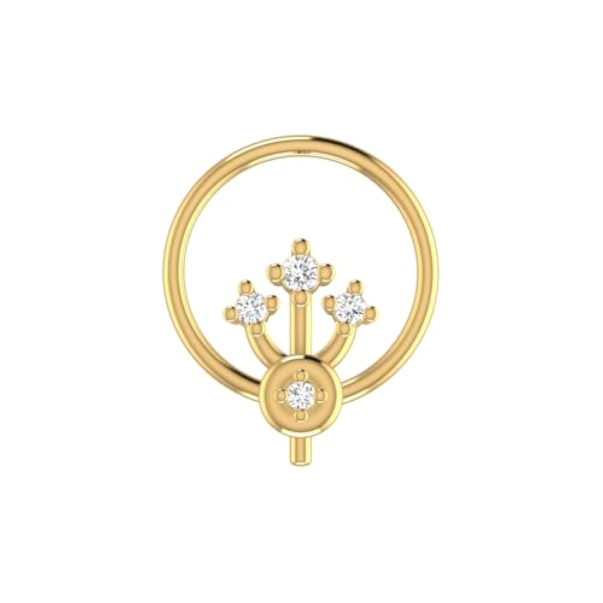 Women's 14Kt Yellow Gold Stud Nosering, Elegant