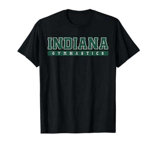 Indiana Gymnastics Green Vintage Text T-Shirt