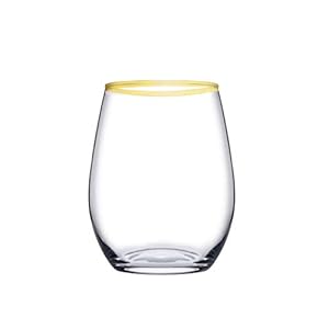 Pasabahce Amberkleurige glazen, glas, transparant, met gouden rand, 35 cl, verpakking van 6 stuks, 489424, transparant