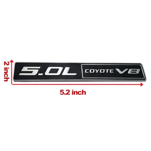 Image of 2PC 5.0L Coyote V8 Emblem Decal Car Engine Letters Decal Plating Badge 3D Metal Style Fit for F150 5.0L Engine Truck Silver Black