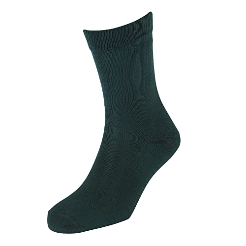 Image of Boys & Girls Bottle Green Calf Length Cotton School Socks (Pack of 5 Pairs)