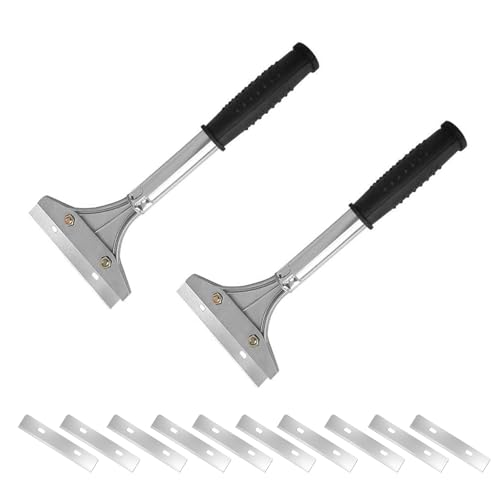 Telidif 2 Pcs Heavy Duty Wall Scraper Tool, 4 Inch Non-Slip Soft Grip Scraper, Ergonomic Design for Effortless Removal of Wallpaper and Stubborn Materials, Durable Steel Blade for Home Renovation