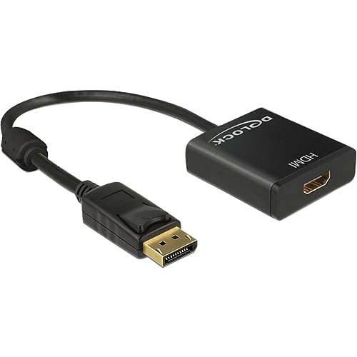 Adaptateur DisplayPort 1.2 vers HDMI DeLock 62607 noir de 20 cm pour écran et PC