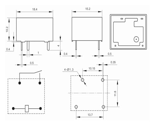 Relais 4 pins industriel 10A haute conductivité thermique