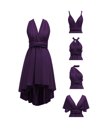 Image of Women's Short Convertible Dress with Bandeau High Low Infinity Bridesmaid Dresses Multi-Way Transformer Formal Dress