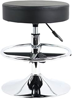 FURWOO Round PU Leather Salon Beauty Spa Massage Stool Swivel Chair Adjustable Hydraulic Gas Lift Stool Short Bar Stool with Footrest(Black)