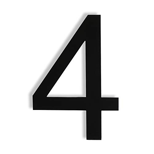 Mellewell Floating House Numbers 5 Inch Stainless Steel 18-8, Comtemporary Style Black, Number 4 Four, HN05HB-4
