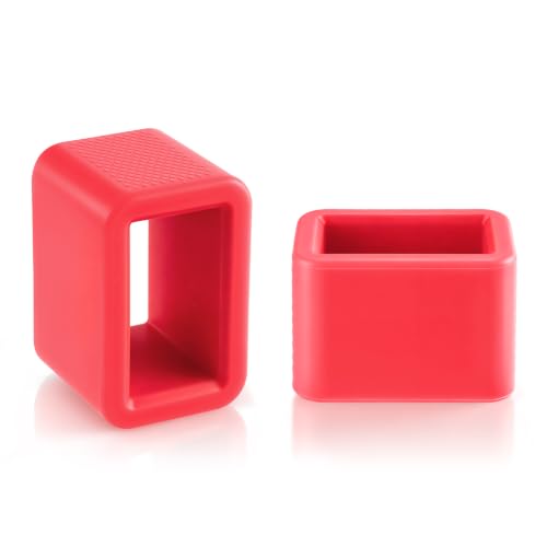 Image of Amiss 2PCS Seat Belt Buckle Holder, Universal Silicone Rear Seat Belt Booster & Fixer for Easy Access, Keeping Receptacle Upright, Car Accessories-Fits Most Cars, Glow In The Dark (Fluorescent Red)