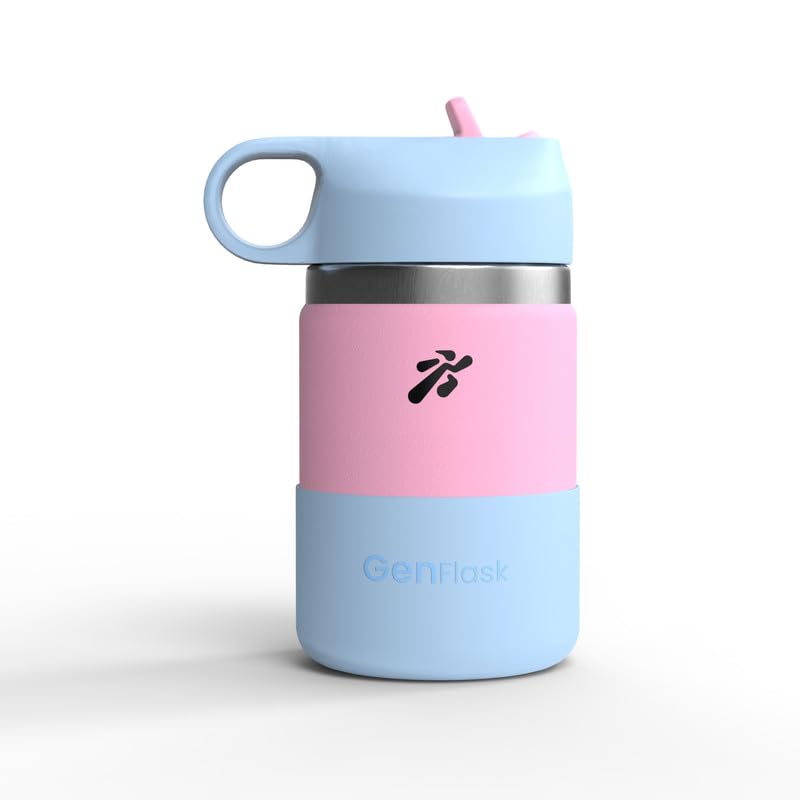Image of VBOTT GENFLASK-FIGO - 380 ml |Thermosteel Flask with Straw Sipper with Finger Loop| SS 304 Water Bottle|Hot /Cold-18 /24 hrs|Insulated Bottles| Pink /Light Blue Colour l Multipurpose