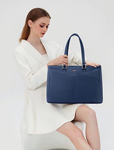 Image of Laptop Tote Bag for Women 15.6 Inch Waterproof Leather Computer Laptop Bag Women Business Office Work Bag Briefcase Large Travel Handbag Shoulder Bag