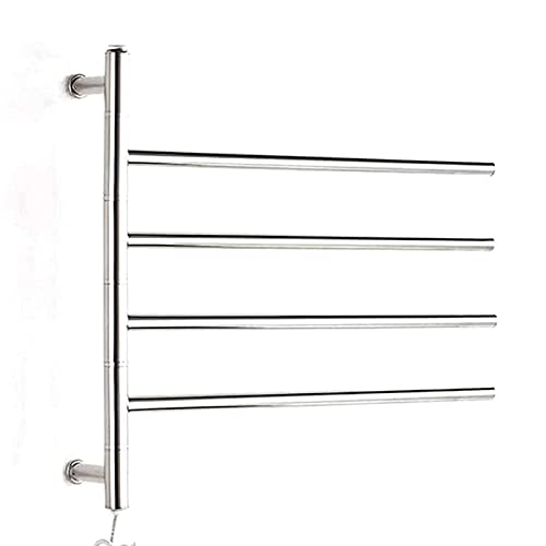 SXKJ Radiador toallero eléctrico con rotación de 180° y 4 Barras, toallero calefactable de Pared para baño/tendedero de Acero Inoxidable enchufable.