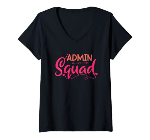 Femme Admin Squad – Tenue de bureau Administration Cadeau de bureau T-Shirt avec Col en V