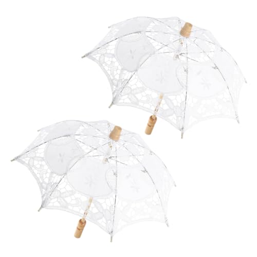 Parasols de mariée en coton blanc et dentelle légère | Lot de 2