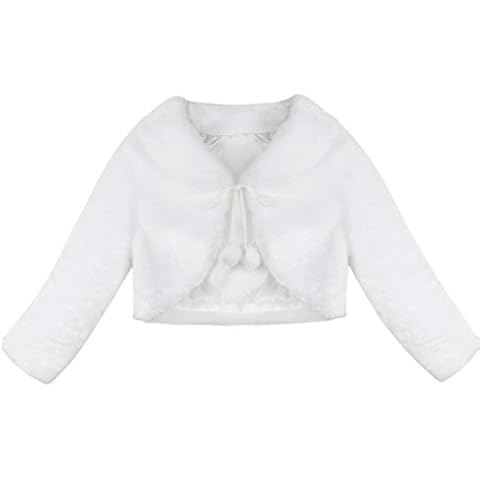 FEESHOW Girls Ivory Faux Fur Jacket Cover