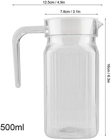 Fridge Jug with Lid and Handle Water Jug 800ML to 1800ML Acrylic Transparent Juice Bottle Striped Water Ice Cold Juice Jug for Infusing Water, Milk, Juice, Iced Tea,etc.(500ML)
