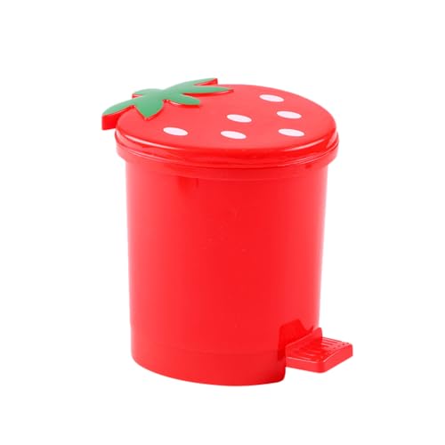 Mini caneca de basura de escritorio con tapa roja