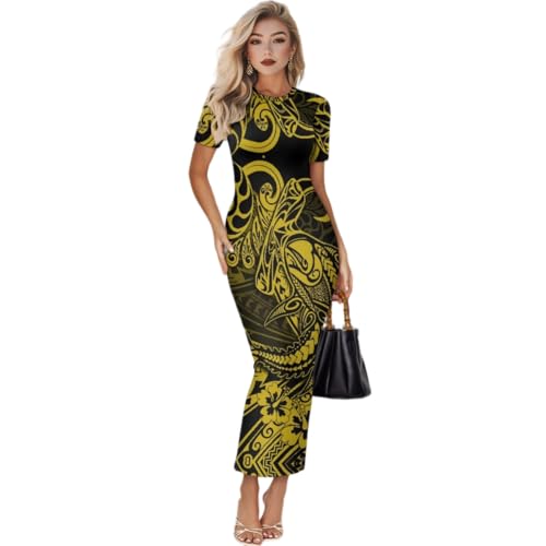 Image of Womens Short Sleeve Jamaican Flag Midi Bodycon Dress | Soft stretchy fabric,crew neck,jamaican print casual date night cocktail party, elegant chic, spring summer fall all season
