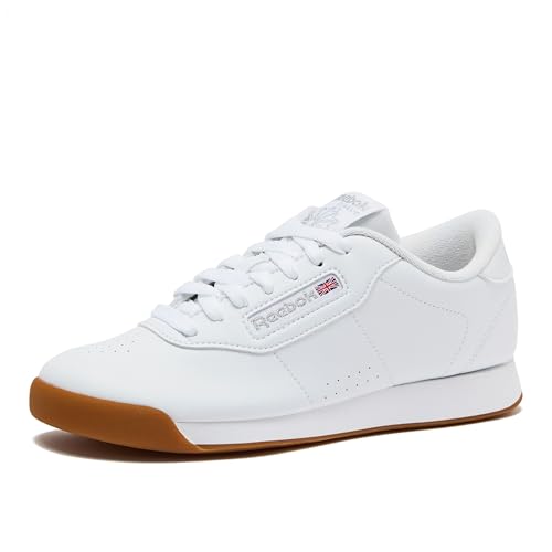 Reebok Princess Sneakers for Women, Comfortable Walking or Tennis Womens Shoes, White/Gum, 8