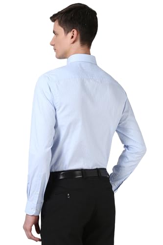 Image of Peter England Men Polycotton Premium Wonder Fabric Slim Fit Full Sleeve Striped Formal Shirt